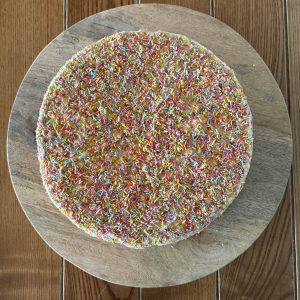 10" Round Rainbow Sprinkle Vanilla Birthday Cake